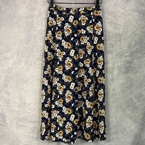 Vtg Button Front Maxi Skirt Womens sz 1X Sunflower Daisy 90s grunge Friends